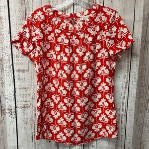 Boden Red and White Floral Blouse